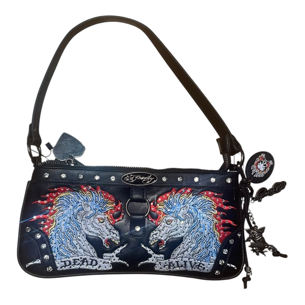 Ed Hardy Y2K Dead or Alive Unicorn Shoulder Bag Tattoo Grunge